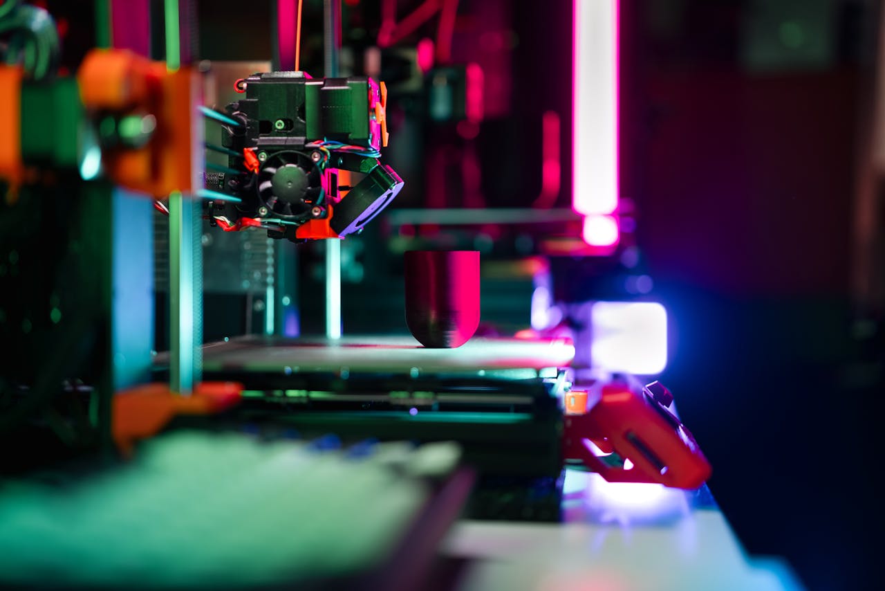 3D Printing Process Neon Light Modern Fabrication